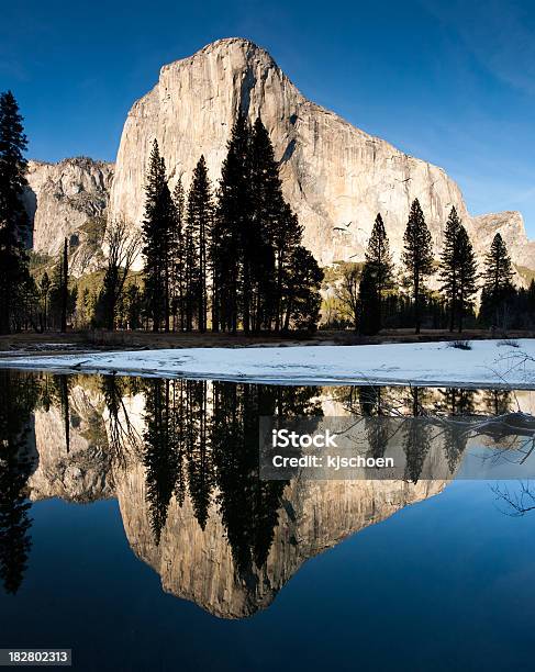 El Capitan Fiume Merced Riflesso Panorama - Fotografie stock e altre immagini di Albero - Albero, Ambientazione esterna, Ambientazione tranquilla