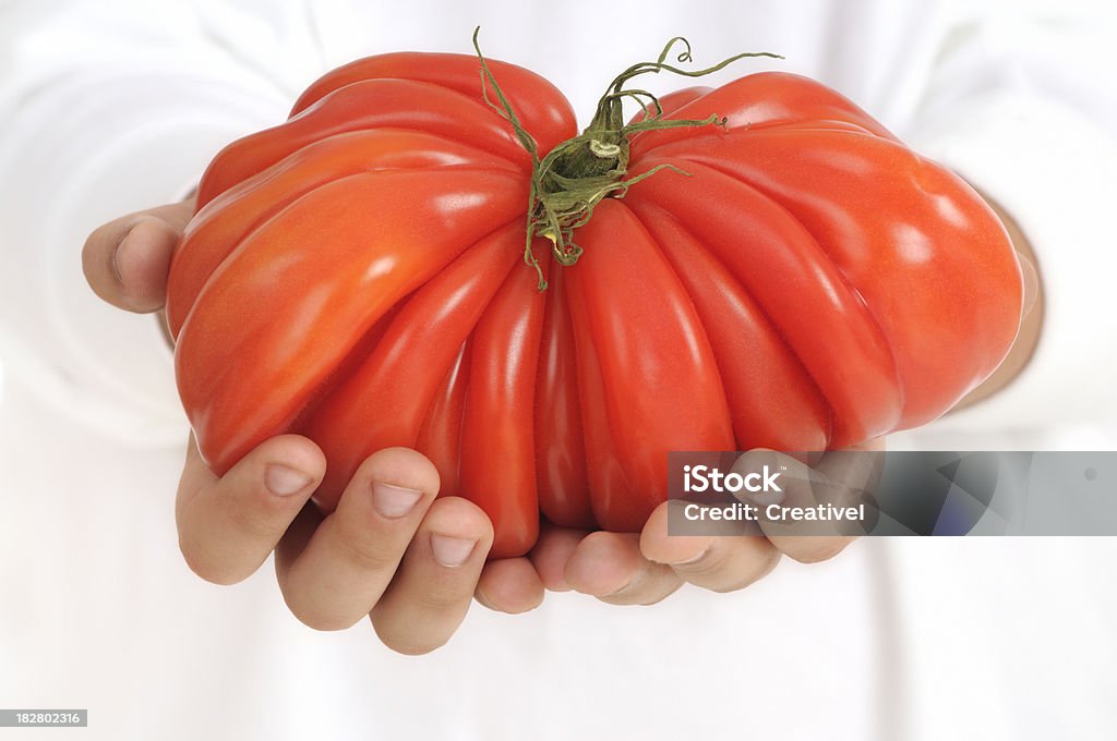 Tomate Heirloom em mãos - Royalty-free Alimentação Saudável Foto de stock