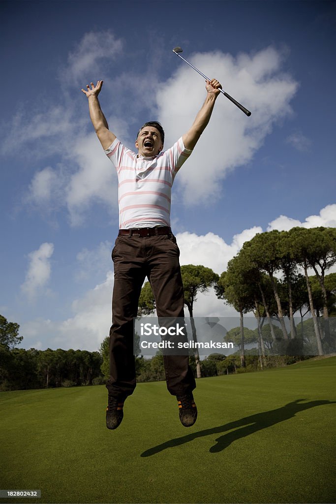 Pulando feliz Golfista - Foto de stock de Felicidade royalty-free