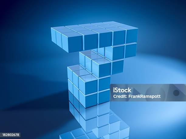 Number Seven Blue Cubes Stock Photo - Download Image Now - Cube Shape, Number 7, Three Dimensional