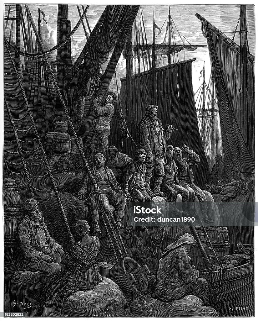 Victorian London-pêcheurs de Billingsgate - Illustration de D'autrefois libre de droits