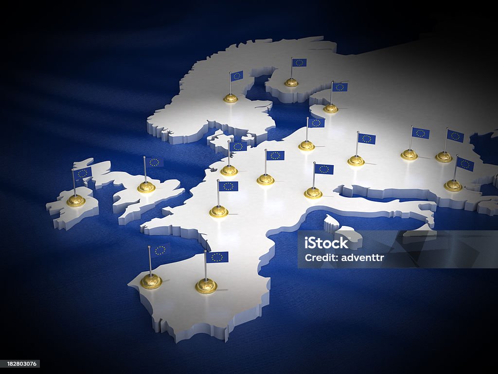 유럽 연합 의 지도 - 로열티 프리 유럽연합기 스톡 사진