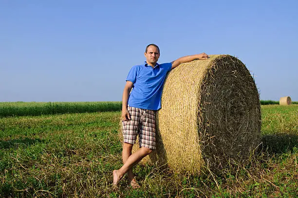 Haybale with person