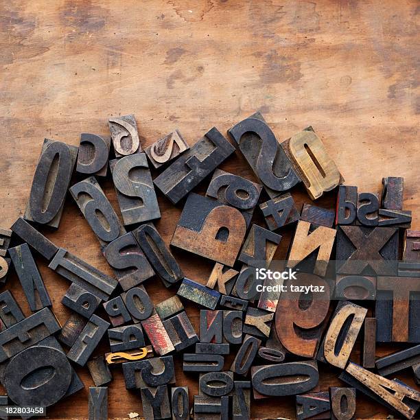 Random Press Blocks Stock Photo - Download Image Now - Alphabet, Antique, Broken