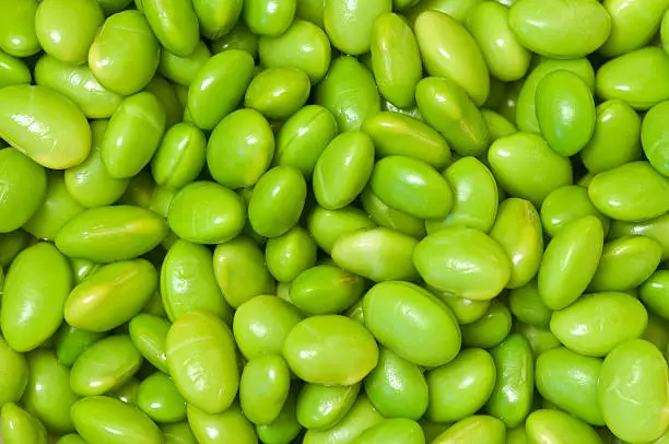 Full frame macro of soy beans.