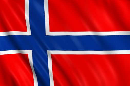 Flag of norway waving with highly detailed textile texture pattern