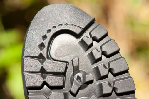 Sole of hiking shoe detail