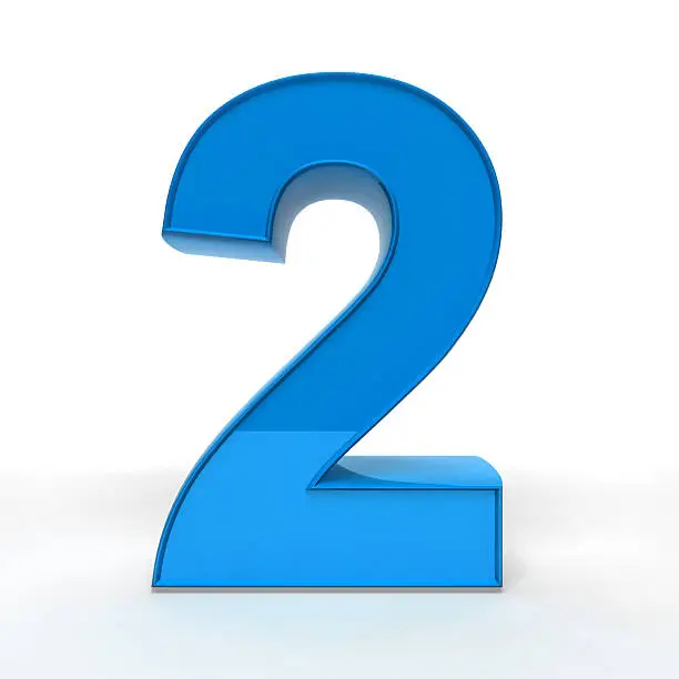 Photo of Illustration of a blue number 2 in 3D