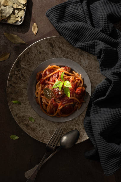 istock Spaghetti with meatballs and tomato sauce 1828041171