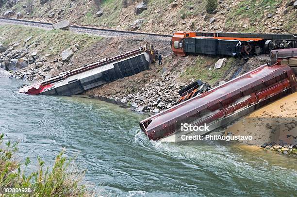 Train Derailment Caused By Landslide In Wyoming Stock Photo - Download Image Now - Train Crash, Train - Vehicle, Cereal Plant