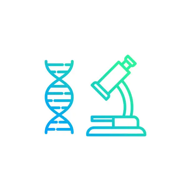 Vector illustration of Microscope Gradient Line Icon. The Icon is suitable for web design, mobile apps, UI, UX, and GUI design.