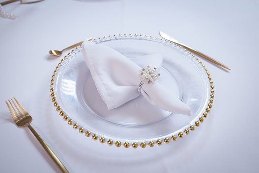 Detail shoot of an elegant table set up for dinning room.