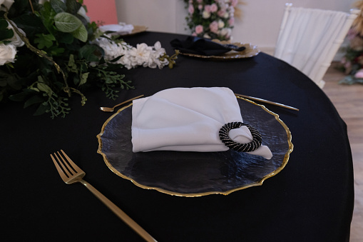 Detail shoot of an elegant table set up for dinning room.