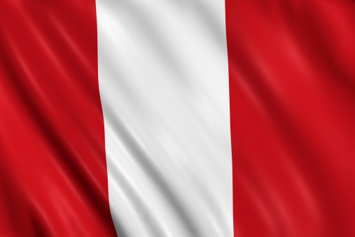 Flag of peru waving with highly detailed textile texture pattern