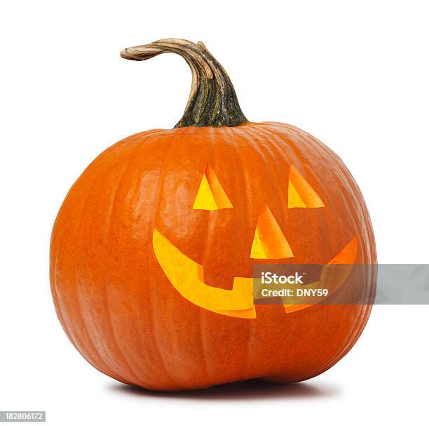 Photo libre de droit de Jack O Lanterne Sur Fond Blanc banque d'images et plus d'images libres de droit de Lanterne d'Halloween - Lanterne d'Halloween, Citrouille, Halloween