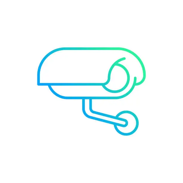 Vector illustration of Surveillance Security Camera CCTV Gradient Line Icon. The Icon is suitable for web design, mobile apps, UI, UX, and GUI design.
