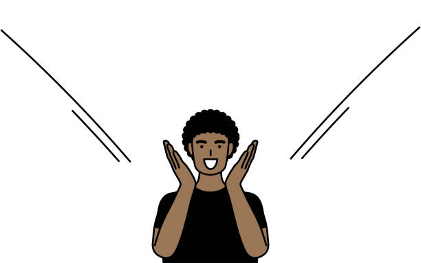 illustrations, cliparts, dessins animés et icônes de un homme afro-américain qui crie, la main sur la bouche. - travel simplicity multi colored japanese culture