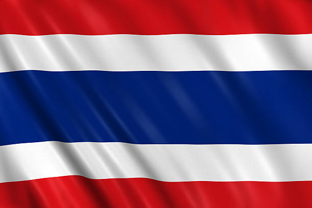 thailand flag Flag of thailand waving with highly detailed textile texture pattern thai flag stock pictures, royalty-free photos & images
