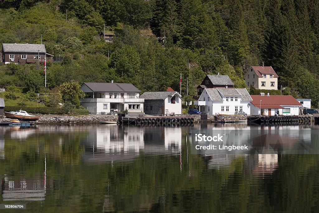 Village in Osterfjorden Bergen Norway "Village in Osterfjorden, close to Bergen, Norway." Architecture Stock Photo