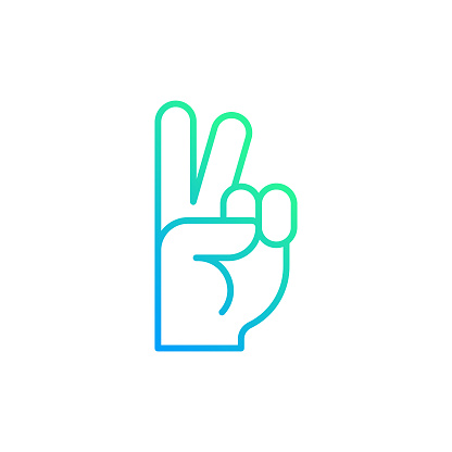 Victory Sign Gradient Line Icon. The Icon is suitable for web design, mobile apps, UI, UX, and GUI design.