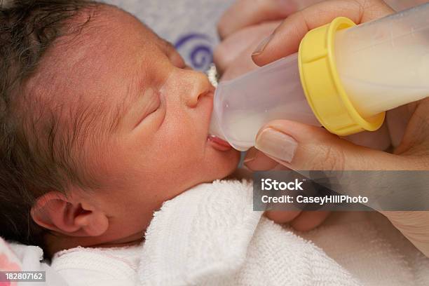 Recién Nacido Preemie Con Botella Foto de stock y más banco de imágenes de Prematuro - Prematuro, Alimentar, Recién nacido - 0-1 mes
