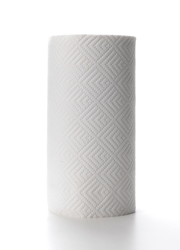 single isolated kitchen roll on white