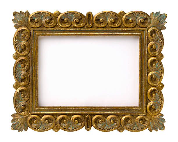 Ornate Antique Gold Picture Frame on White. Clipping Path inside.