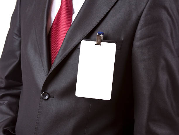 istock Close-up of a blank name tag 182807965