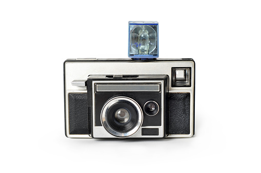 image of old camera from the 1970's on a white background