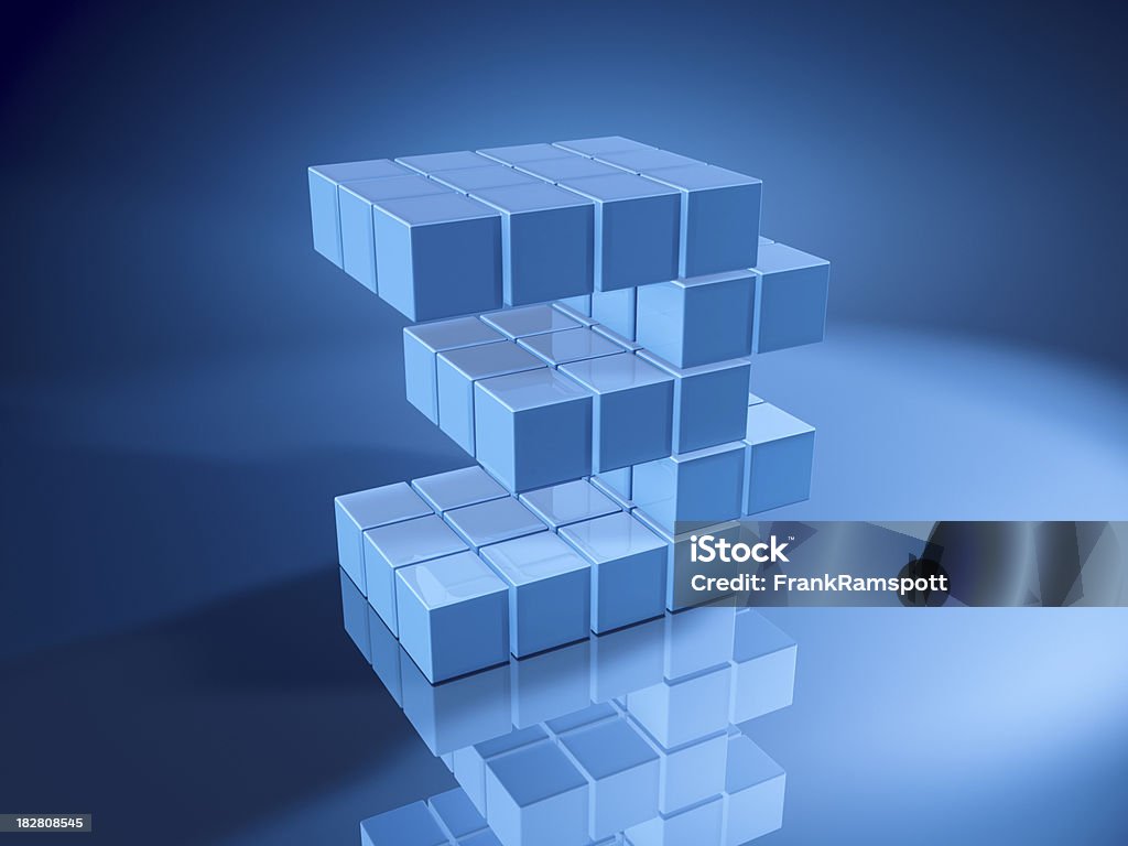Numéro trois Cubes bleu - Photo de Cube libre de droits