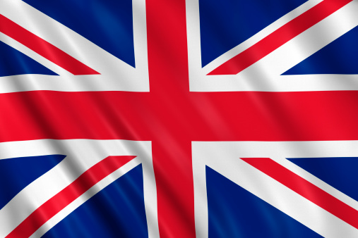 Flag of the united kingdom waving with highly detailed textile texture pattern