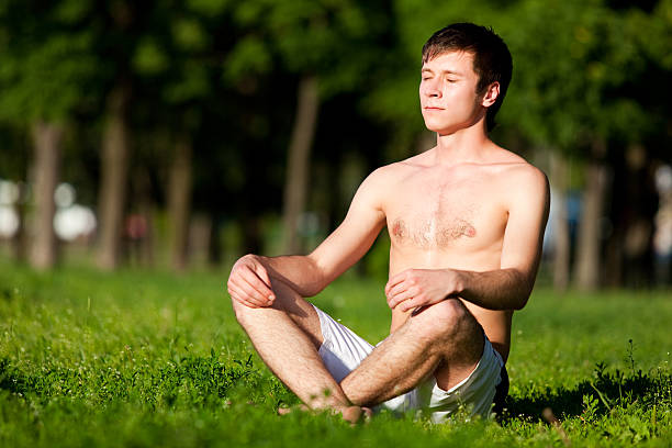 istock Yogi at city park 182808814