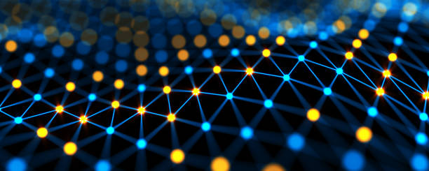 istock Blue futuristic digital technological background. Sci-fi background. Abstract connections technology and digital  network. Blockchain nodes. 1828091232