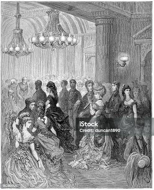 Ilustración de Victorian Londonun Baile En La Mansión De La Casa y más Vectores Libres de Derechos de Bailar un vals - Bailar un vals, Anticuado, Bailar