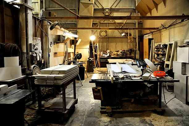 istock Wood shop with nobody working 182809649