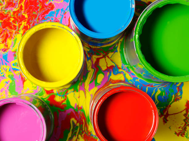 istock Pots of Paint on a painted Background 182809749
