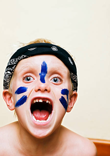 istock Six-year-old boy dresses up as fierce warrior 182810220