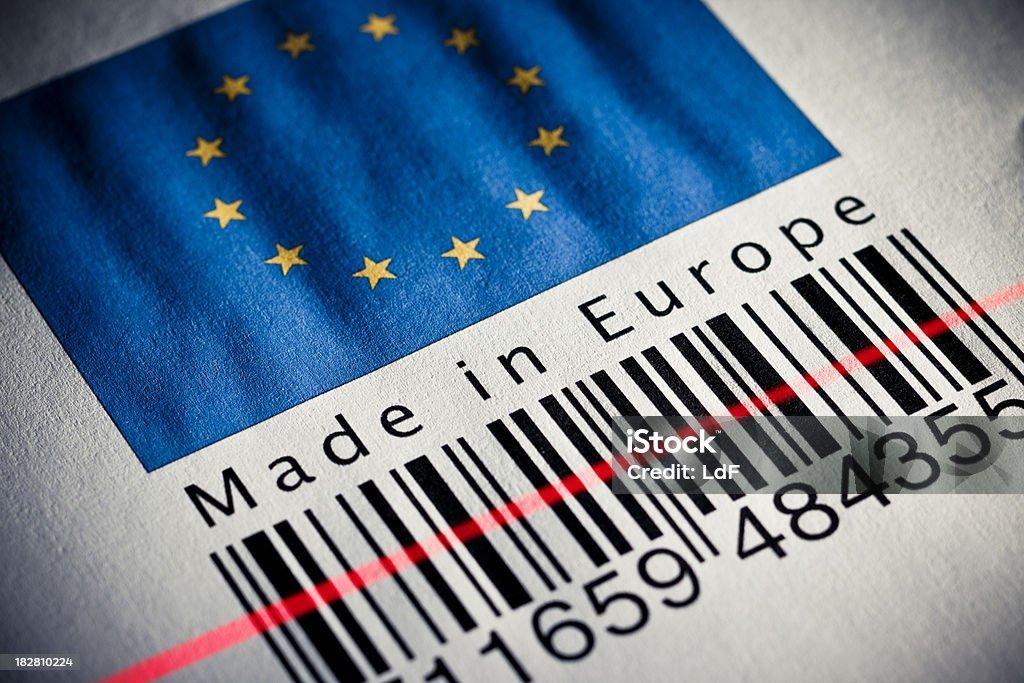 Сделано в Европе изделия со штрих-кодом - Стоковые фото Без людей роялти-фри