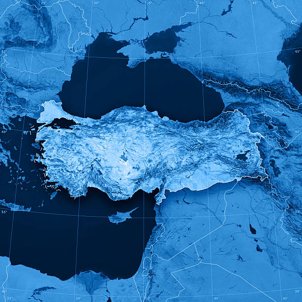 turcja mapy (map) topograficznej - caucasus mountains zdjęcia i obrazy z banku zdjęć