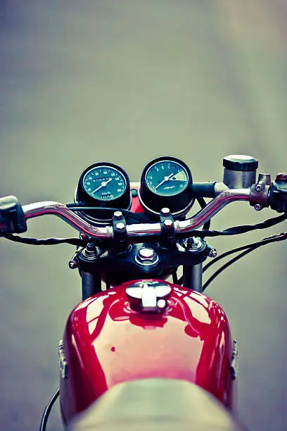 Photo of Handlebar of a classic Seventies motorbike