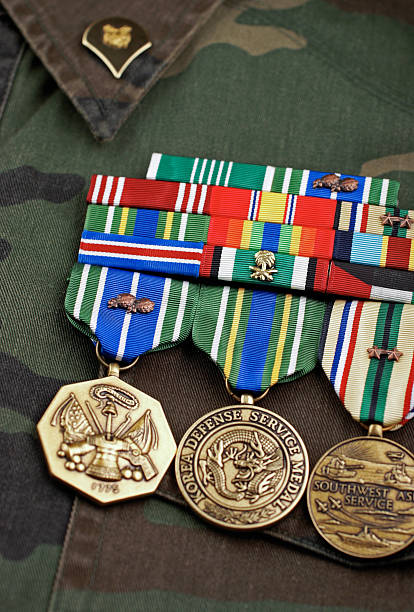 istock Medals U.S. Army on Camouflage Uniform 182810696