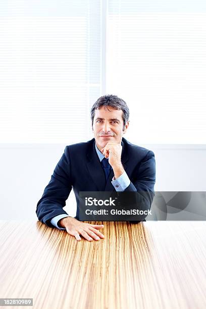 Porträt Einer Lächelnden Geschäftsmann Sitzen Im Konferenzraum Stockfoto und mehr Bilder von Anzug