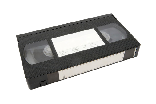 A video cassette tape isolated on a white background. Clipping path included.