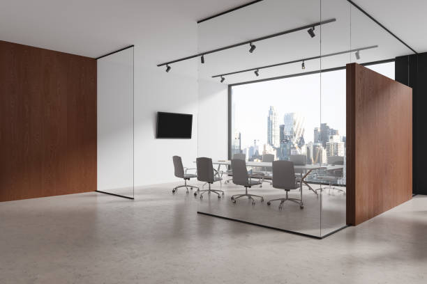 istock Wooden and white board room corner with TV 1828112326