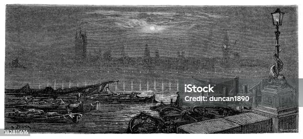 Londra Vittorianacase Del Parlamento Di Notte - Immagini vettoriali stock e altre immagini di Fiume Tamigi - Fiume Tamigi, Londra, Notte