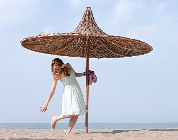 istock Young Women under Beach Umbrella 182811673
