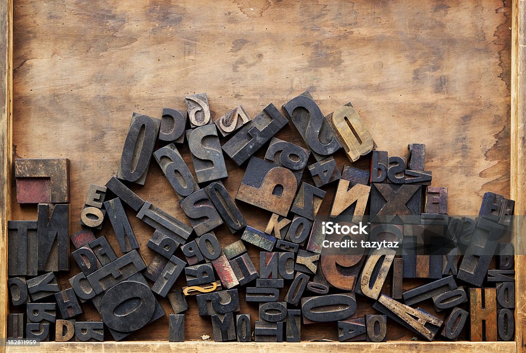 Caja de madera de tipografía caracteres - Foto de stock de Tipografía - Técnica de imágenes libre de derechos