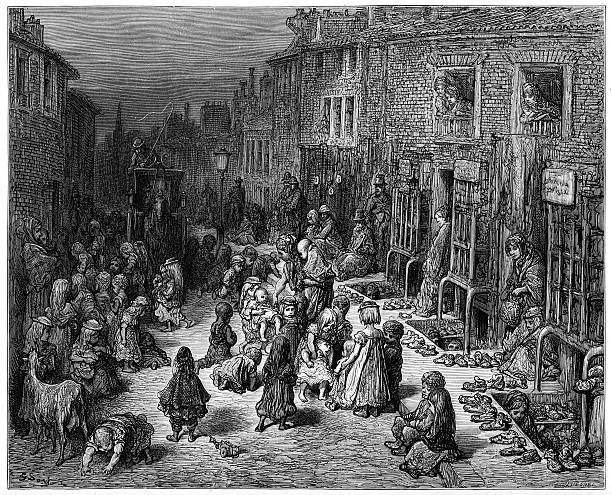 victorian london-dudley street, seven dials - street child stock-grafiken, -clipart, -cartoons und -symbole