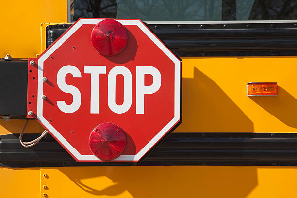 School Bus Stop Sign stock photo
