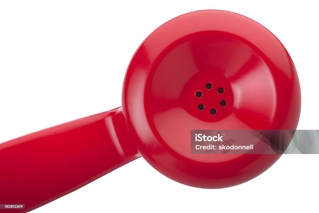 Plano aproximado de Auscultador de Telefone vermelho em branco - Royalty-free Auscultador de Telefone Foto de stock